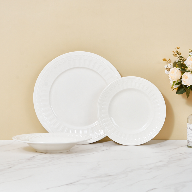 Customizable Quantity Color White Ceramic Tableware Set Minimalist Design Dishwasher Safe High Quality Porcelain for High-End manufacture