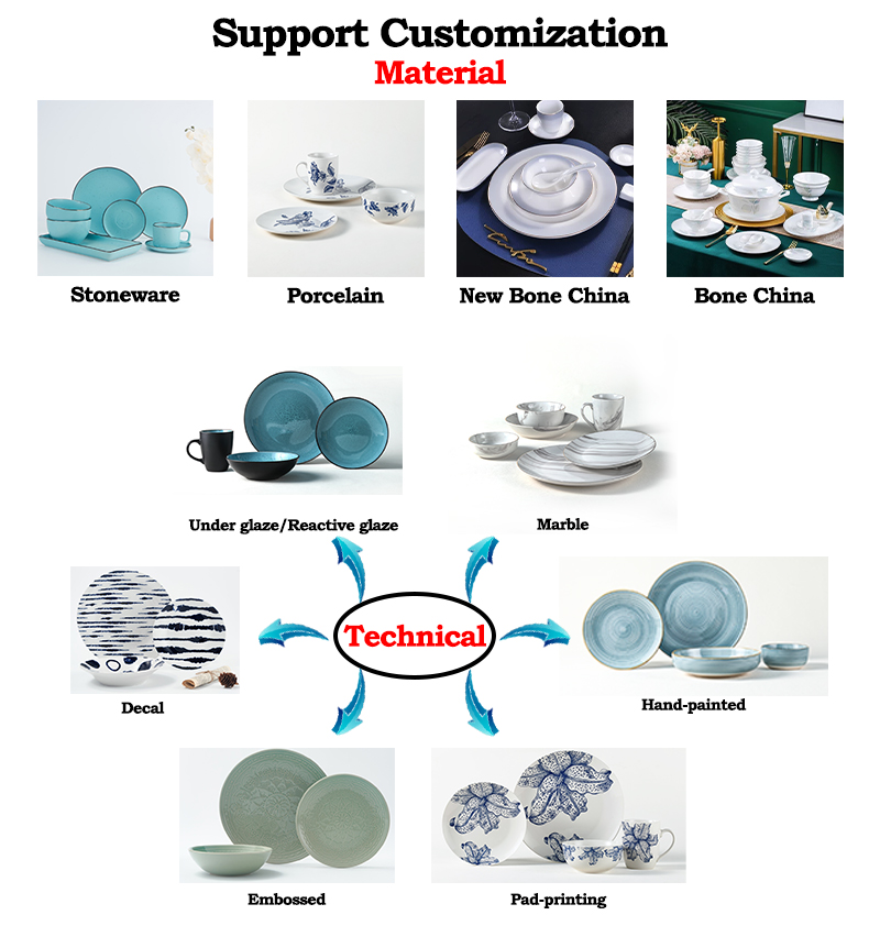 Customizable 18-Piece Printed Ceramic Dinnerware Set and Food Storage Containers for Hotel Restaurant Home Use supplier