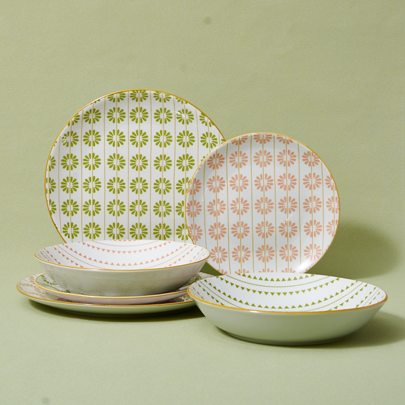 18-Piece Green Ceramic Tableware Set Fresh and for Restaurants and Hotels Dinnerware for Wholesale supplier