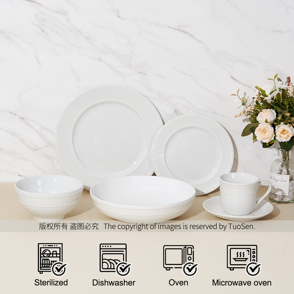 Custom Designed American Style Lightweight Porcelain Dinnerware Set Durable Dishwasher Safe Plates for Home & Hotel Kitchens manufacture