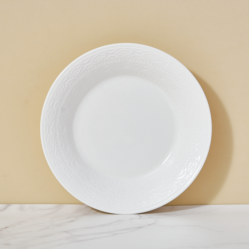 High-end Nordic-style Ceramic Tableware Set Embossed Patterns Dishwasher Safe Sustainable Customizable Restaurant Dinnerware for manufacture