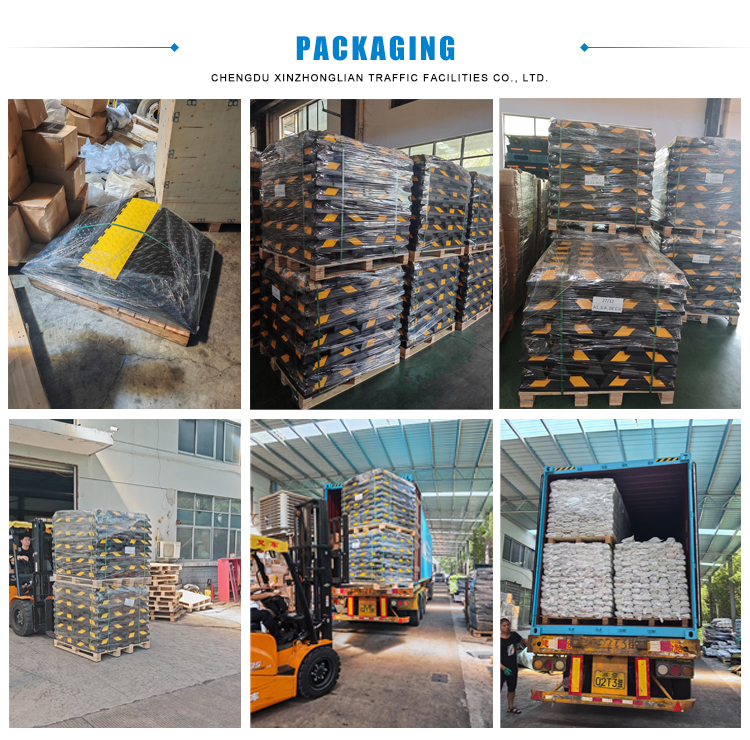 product xzl heavy duty parking rubber chock with reflector 245250180mm size truck car trailer motorcycle hollow wedge-6