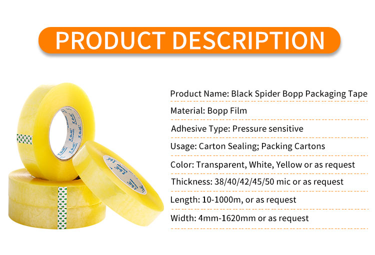 48mm 48mic 30m Transparent clear Wholesale Price Custom Strong Adhesive Carton Package Shipping Sealing Bopp Packing Tape manufacture