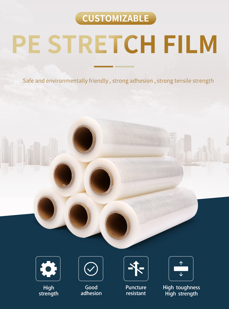 High Quality Strech Wrapping Cling Film Wrap Plastic PE Wrapping Film Pallet Stretch Film for Packaging factory