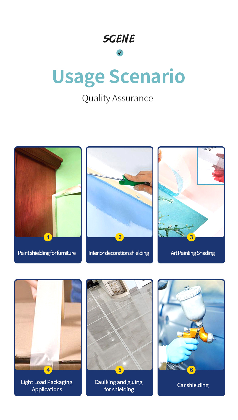 Custom Size  Strong Adhesive Auto Refinish Paint No Glue Left  Masking  Painters Tape factory