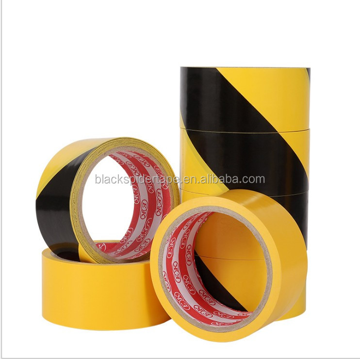 Wholesale Pvc Warning Tape Custom Printed Anti-Scuff Black Yellow Safety Warning Floor Marking Vinyl Tape manufacture