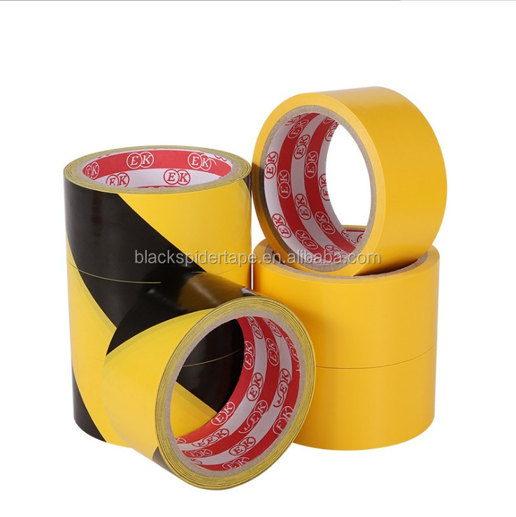 Black Spider PVC  Caution Tape  Floor Road Signaling Tape Security Hazard Mark Warning Tape manufacture