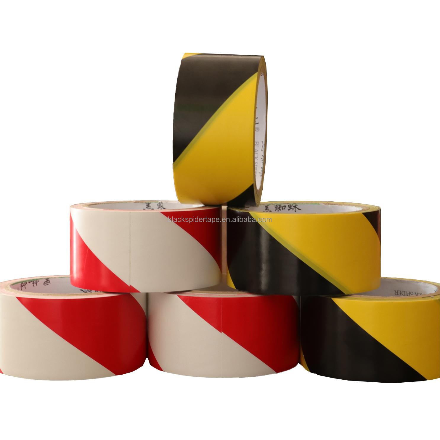 Wholesale Pvc Warning Tape Custom Printed Anti-Scuff Black Yellow Safety Warning Floor Marking Vinyl Tape factory