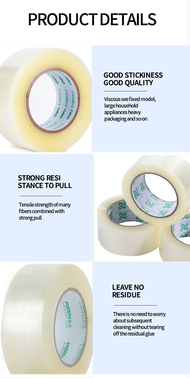 48mm 48mic 30m Transparent clear Wholesale Price Custom Strong Adhesive Carton Package Shipping Sealing Bopp Packing Tape factory