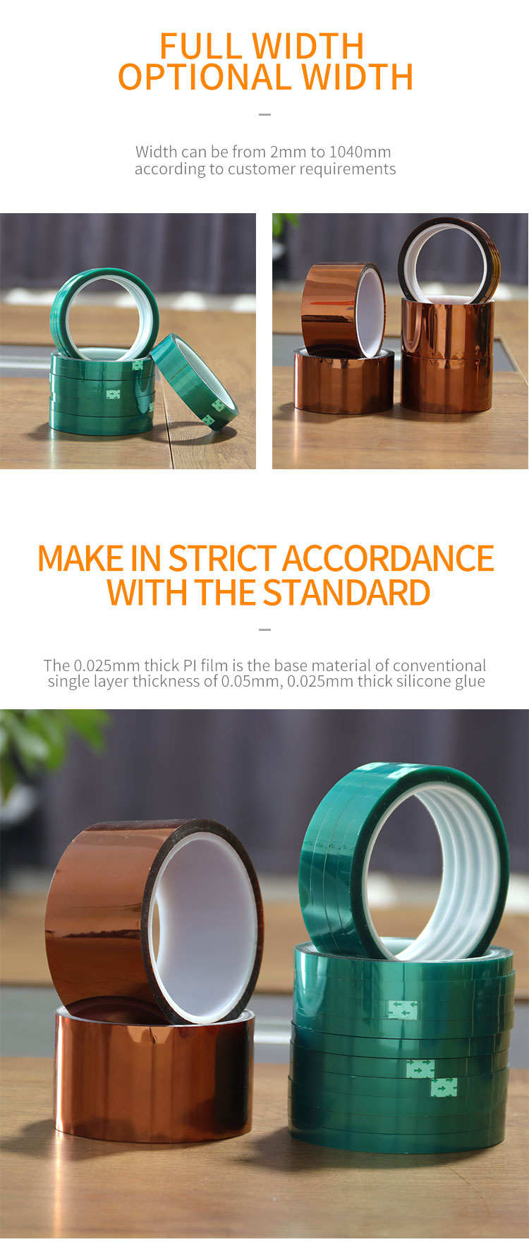 High Temperature Resistant  Polyimide Tape Single Side Adhesive for Masking,Soldering manufacture