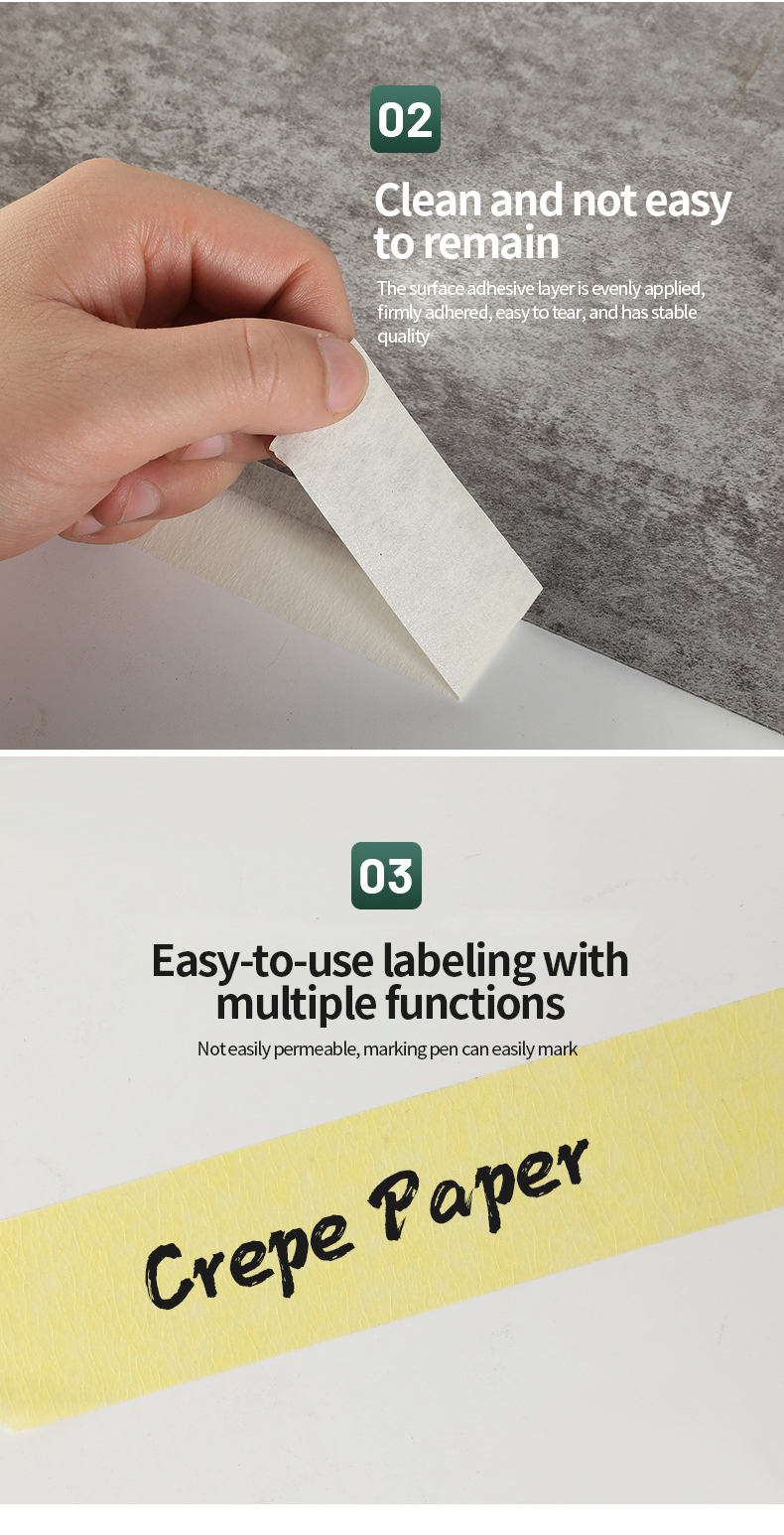 Custom Size  Strong Adhesive Auto Refinish Paint No Glue Left  Masking  Painters Tape factory