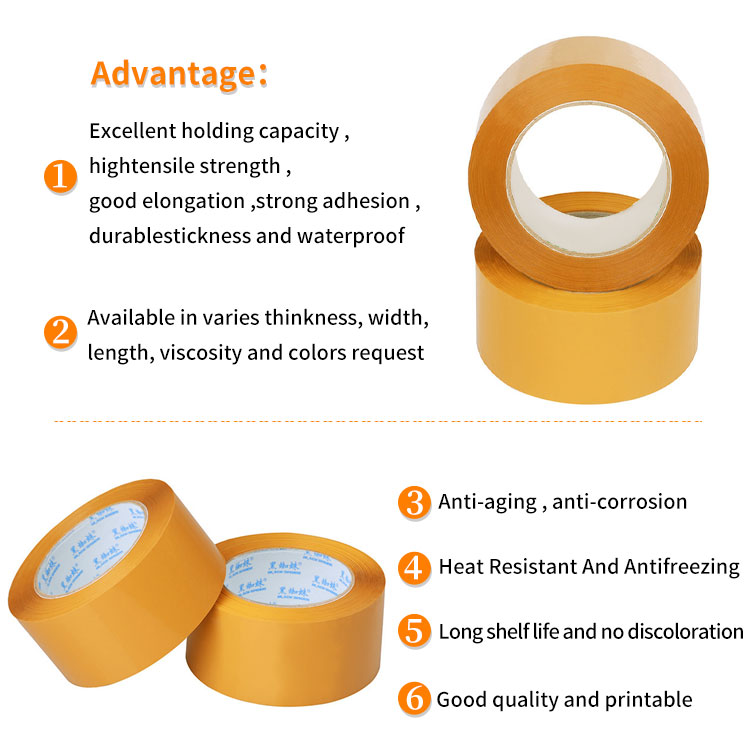 BOPP Self Adhesive Yellow Brown Colored Carton Sealing Tape manufacture
