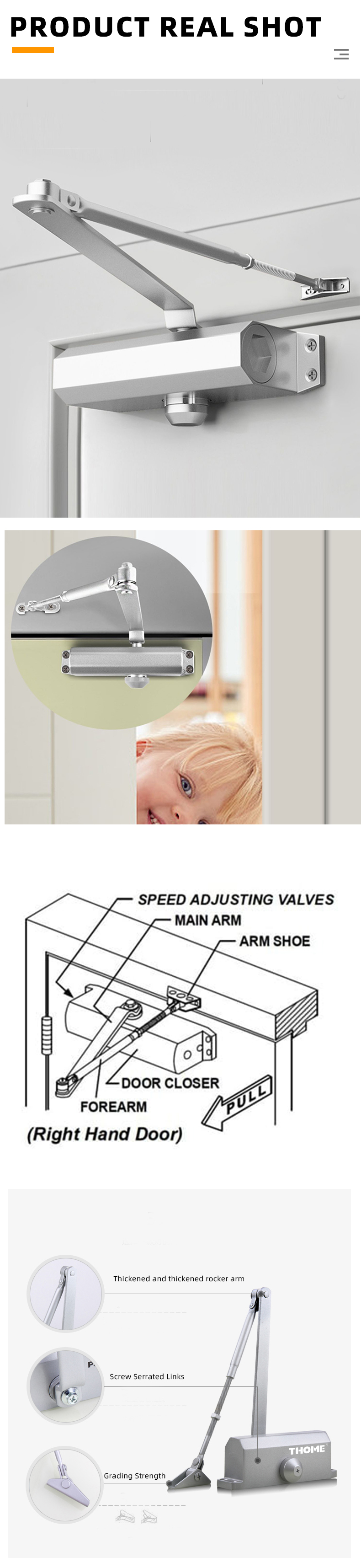 Automatic Hinge Door Closer Heavy Duty Soft Closing Hydraulic Door Closer supplier