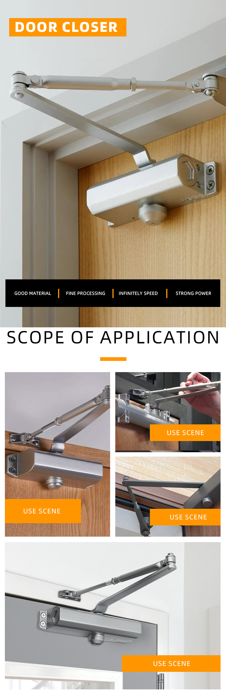 Automatic Hinge Door Closer Heavy Duty Soft Closing Hydraulic Door Closer manufacture