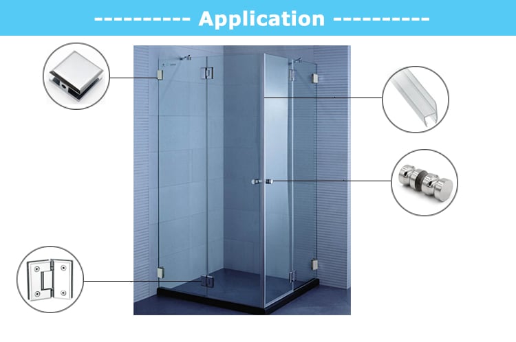Classic Solid Brass Satin Finish Square Glass Shower Door Hinge Corrosion-Resistant & Durable details