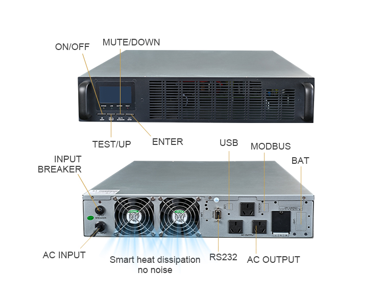 6KVA Long Backup Double Conversion Pure Sine Wave Online UPS Rack Mounted UPS details