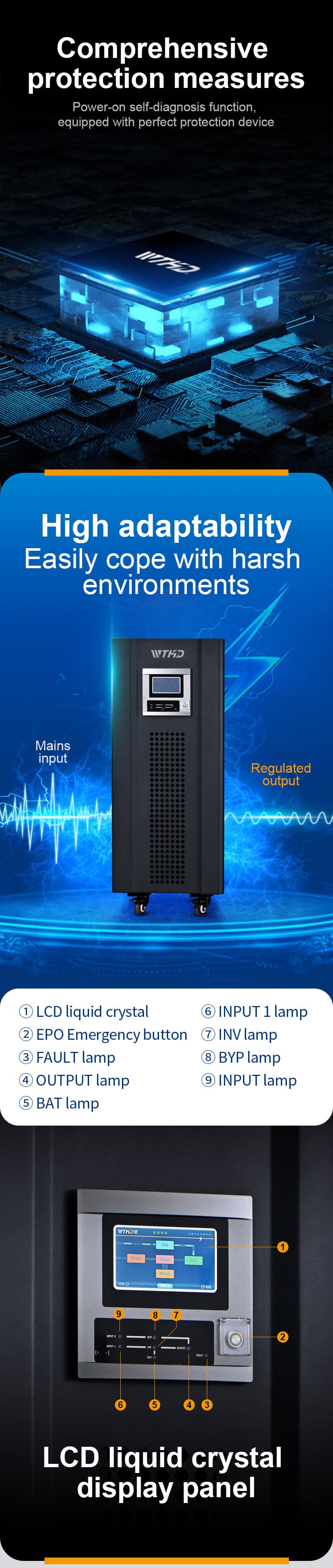 Industrial Uninterrupted Power Supply Three 3 Phase UPS 200KVA/160KW 200KW Online Low Frequency Uninterruptible UPS details