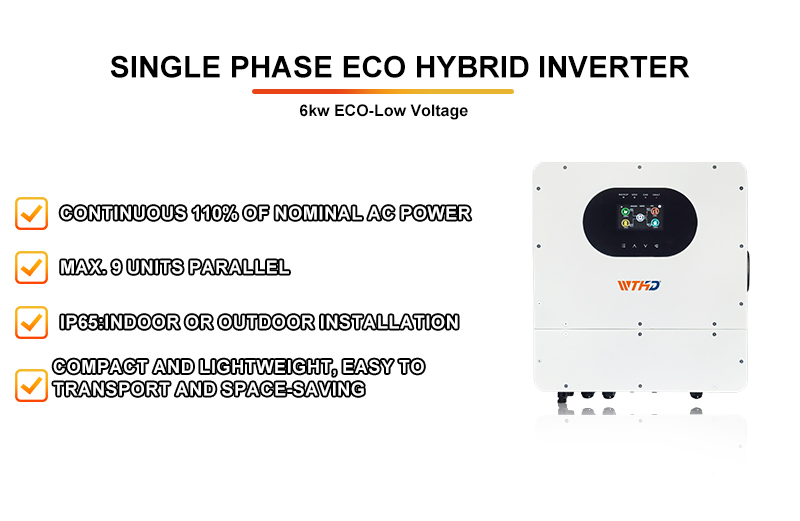 product wthd single phase ip65 hybrid solar inverter 6kw 230vac mppt wifi 48v battery 97 efficiency parallel home energy system 5 year-12