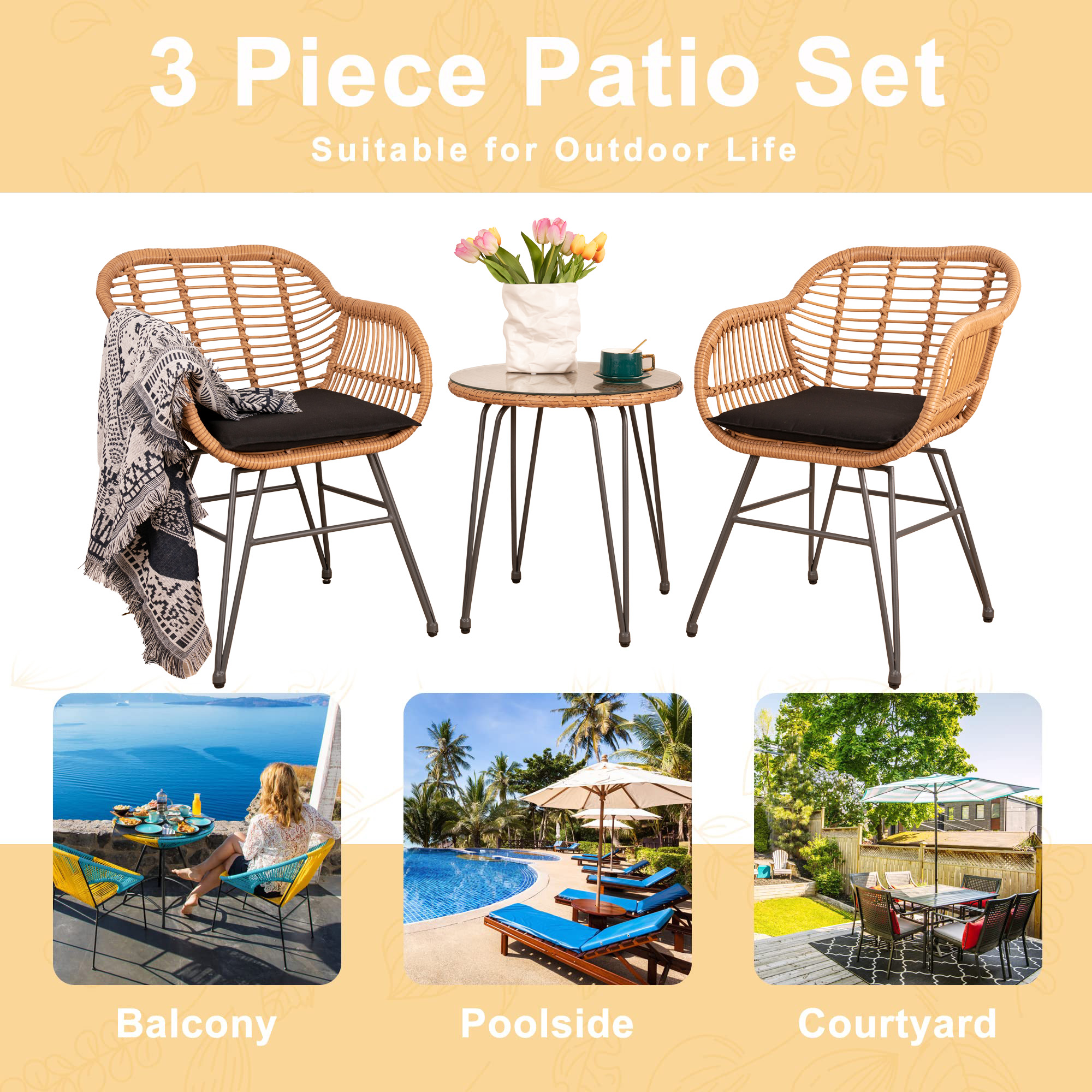 product luxury rattan conversational set high quality outdoor garden sets sofa 3 pieces with cushions bistro set-1