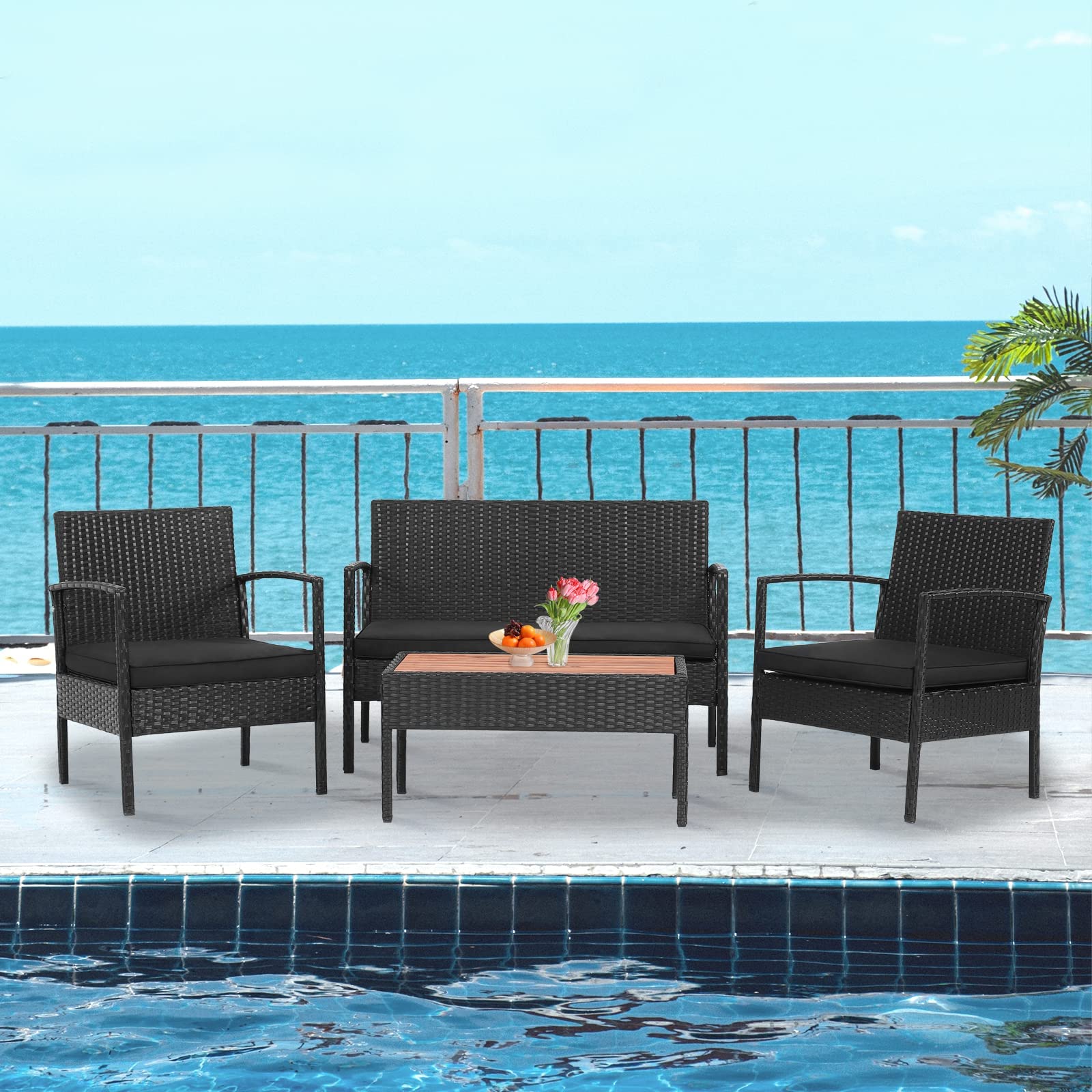 product modern outdoor furniture patio set cushioned pe wicker rattan chairs with table 4 pieces for garden poolside porch backyard-1