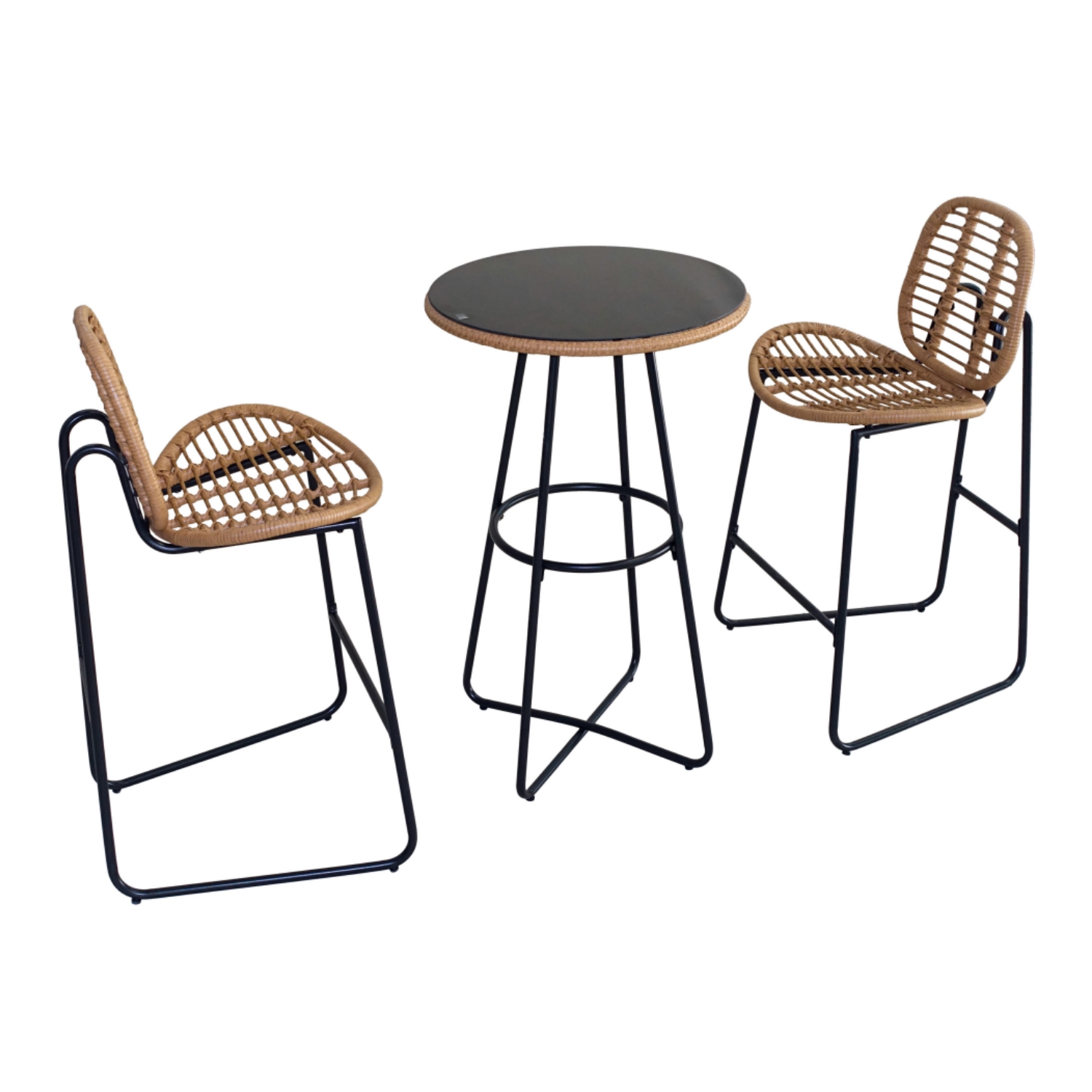 product modern design outdoor aluminum french bistro patio furniture wicker wave rattan high height bar chair for terraces outdoors-0