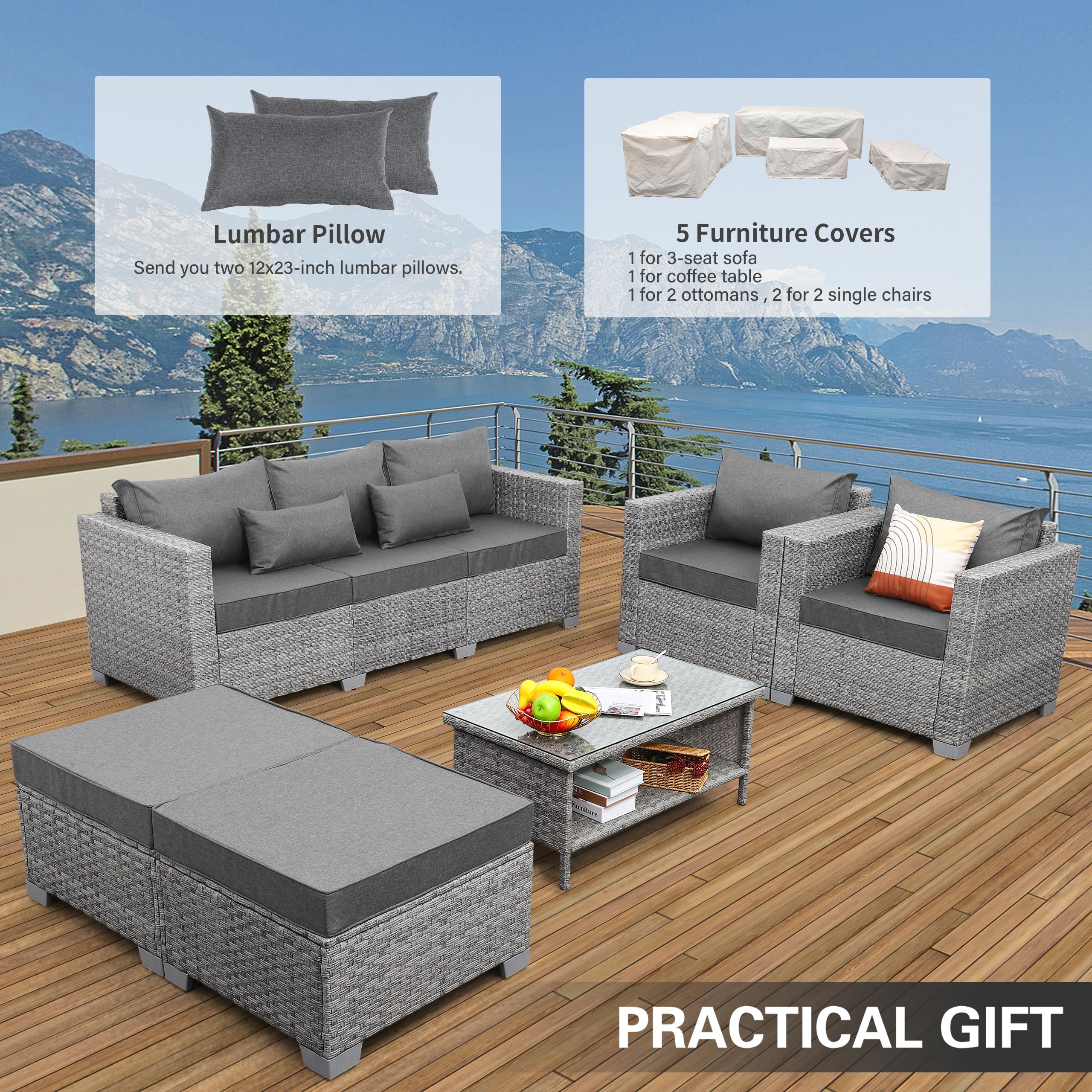 product modern outdoor furniture sofa set with table rattan garden lounge sofa chair set high quality sofa set-2