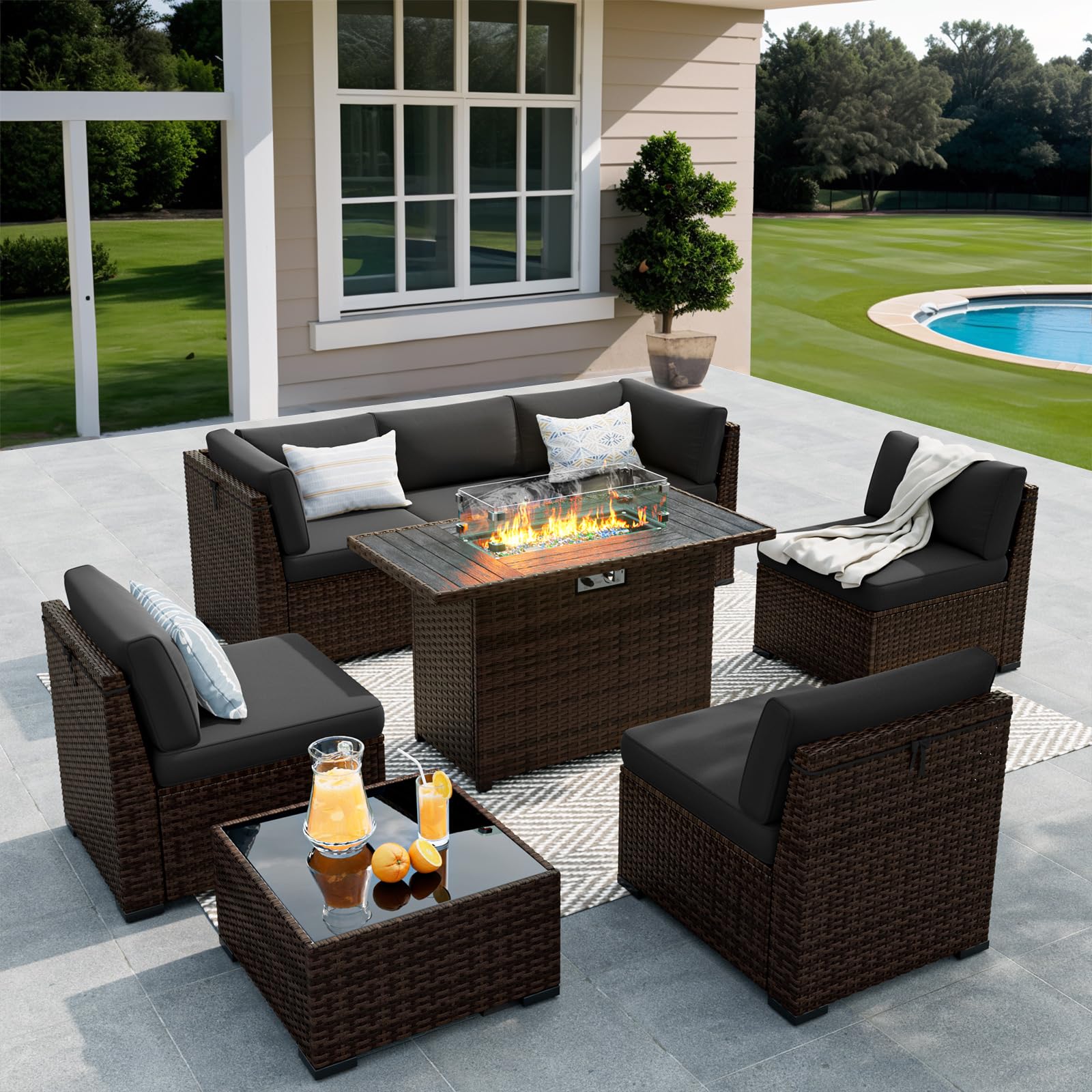 product luxury wicker rattan garden outdoor sectional furniture set with table hot selling patio lounge chairs-2