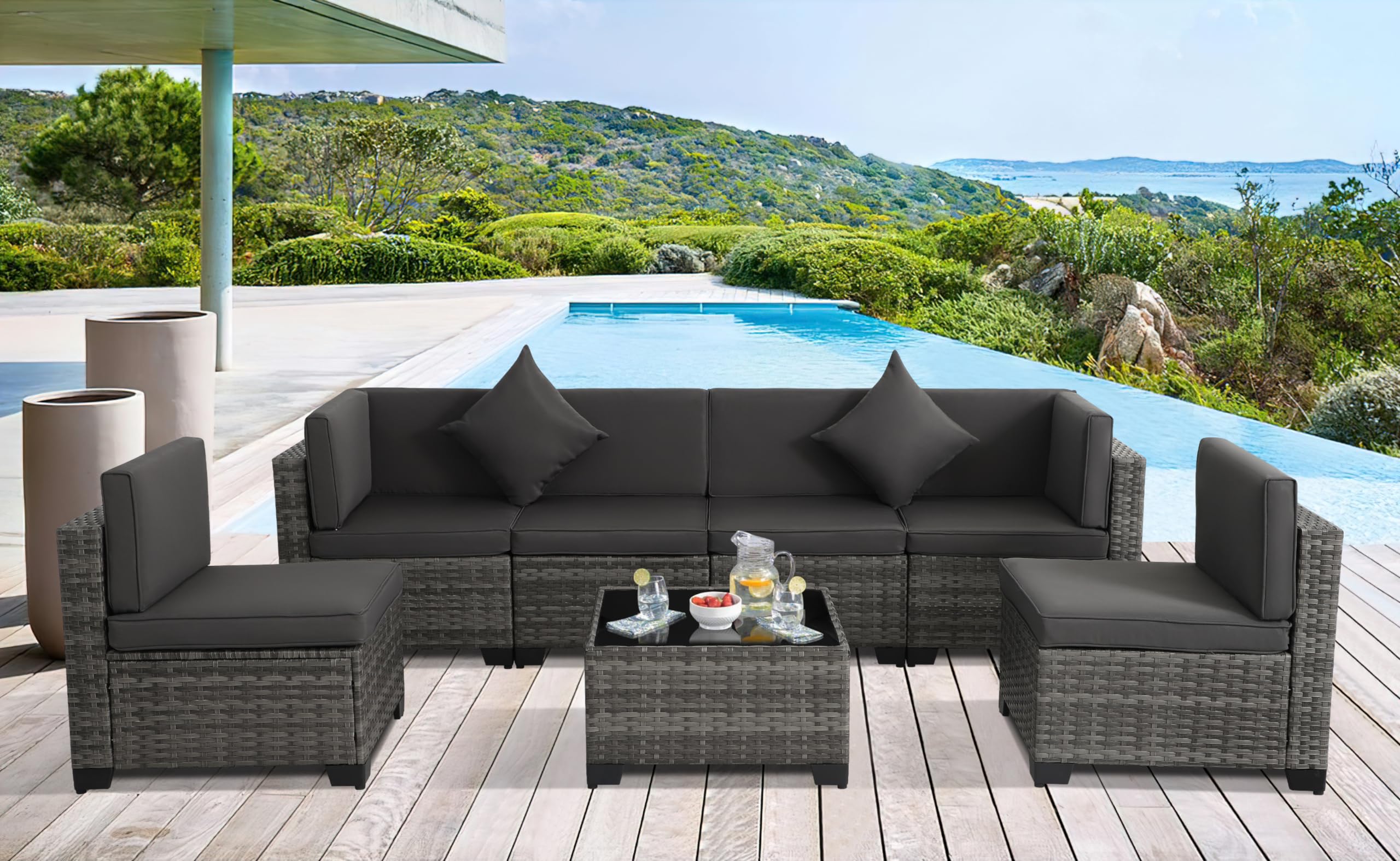 product luxury outdoor furniture garden patio rattan wicker sectional sofa set with table leisure pe rattan sofa set-5