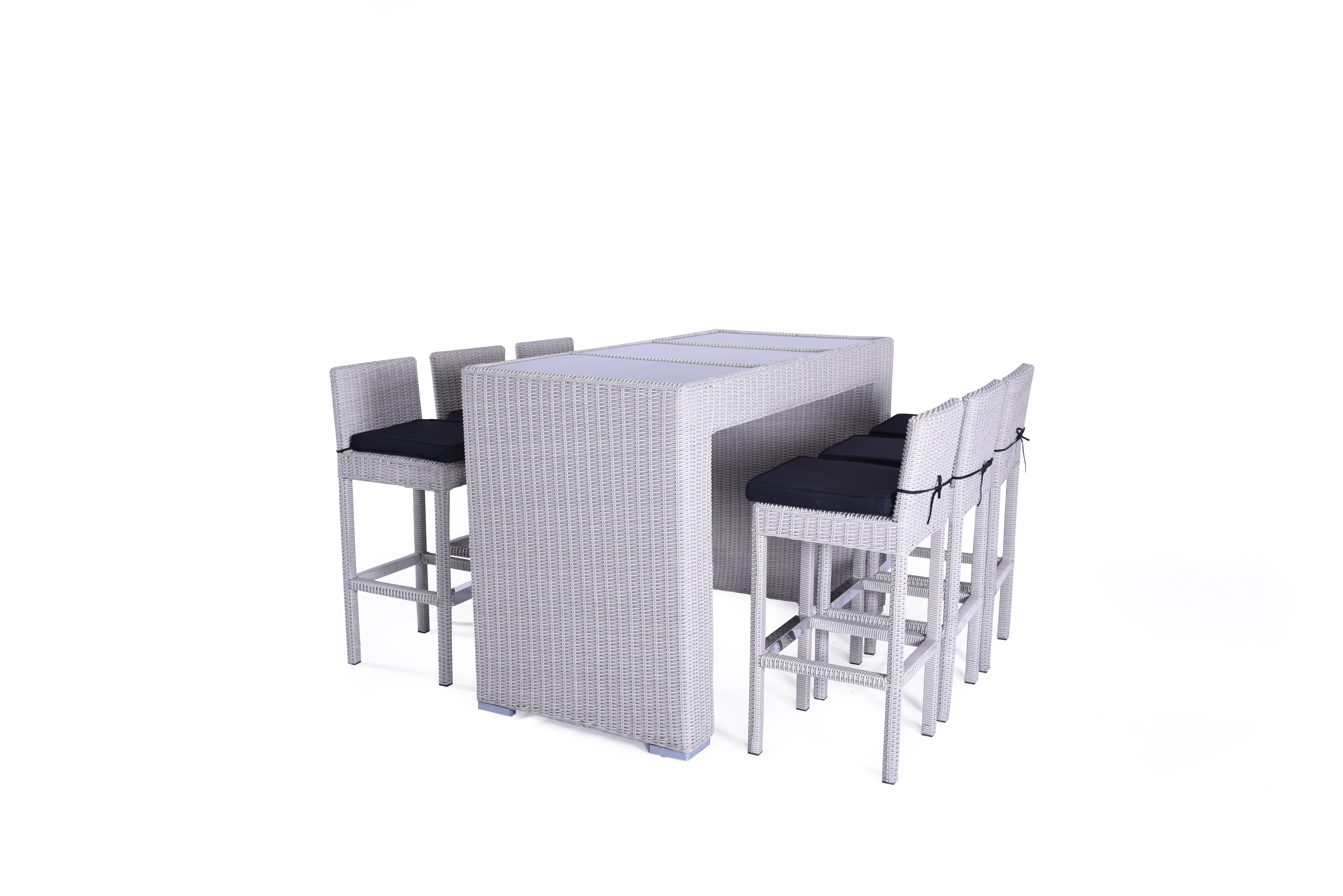 product modern outdoor dining table set for restaurant hotel garden park mall durable metal steel rattan fabric for kitchen mall use-0