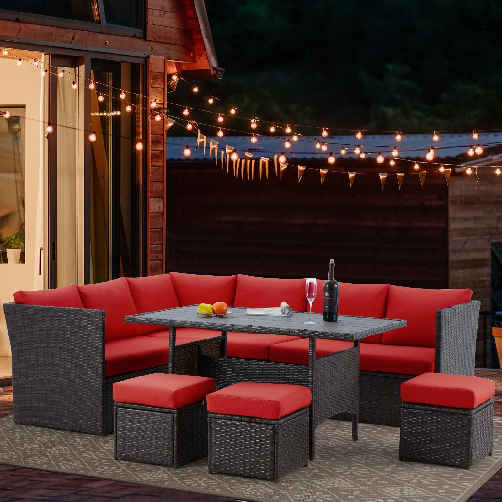 product modern outdoor sectional furniture wicker patio furniture pe rattan sectional sofa conversation set with cushions and table-3