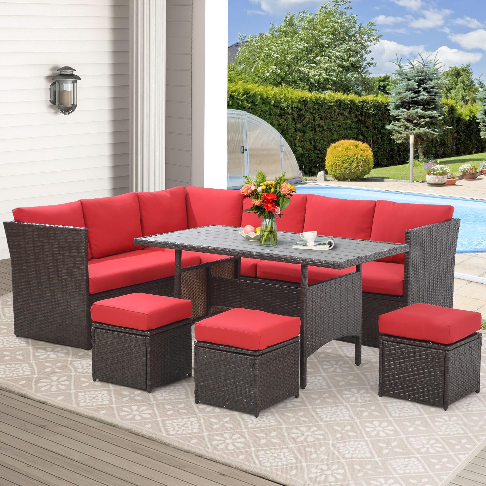 product modern outdoor sectional furniture wicker patio furniture pe rattan sectional sofa conversation set with cushions and table-1