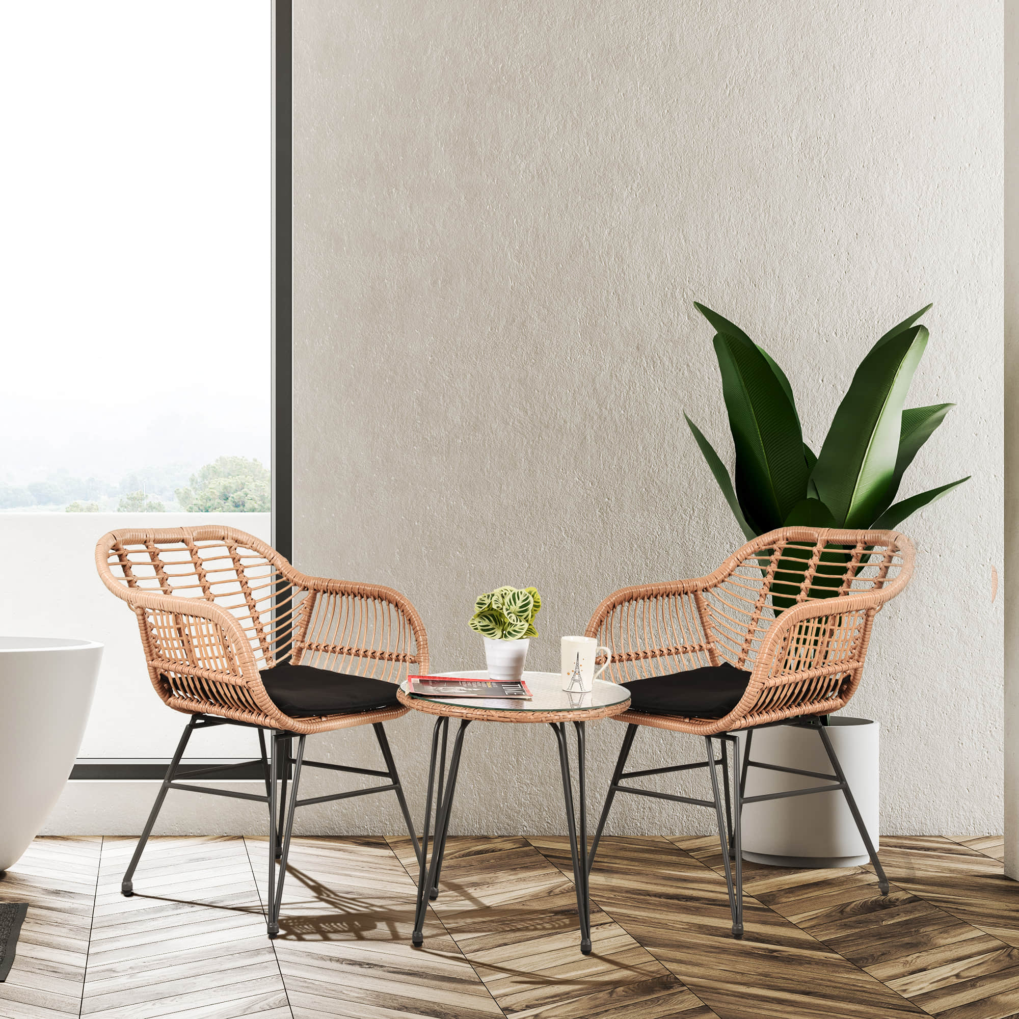 product luxury rattan conversational set high quality outdoor garden sets sofa 3 pieces with cushions bistro set-0