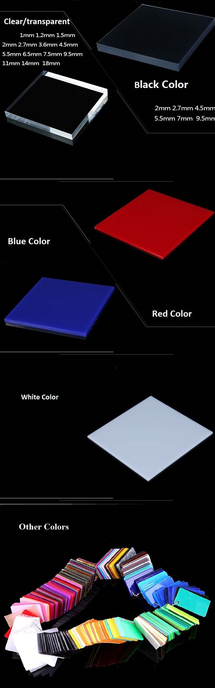 Black cast acrylic colored sheet plexiglass supplier