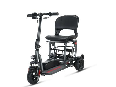 Senior outdoor scooters equipped with extended wheel travel