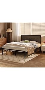 Heavy Duty Full-Size Metal Slats Platform Bed Frame Wooden Headboard Footboard Modern Durable for Hotel Bedroom Use Box Spring manufacture