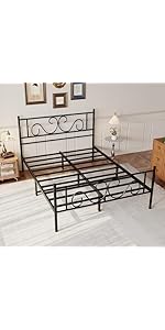 Heavy Duty Full-Size Metal Slats Platform Bed Frame Wooden Headboard Footboard Modern Durable for Hotel Bedroom Use Box Spring supplier