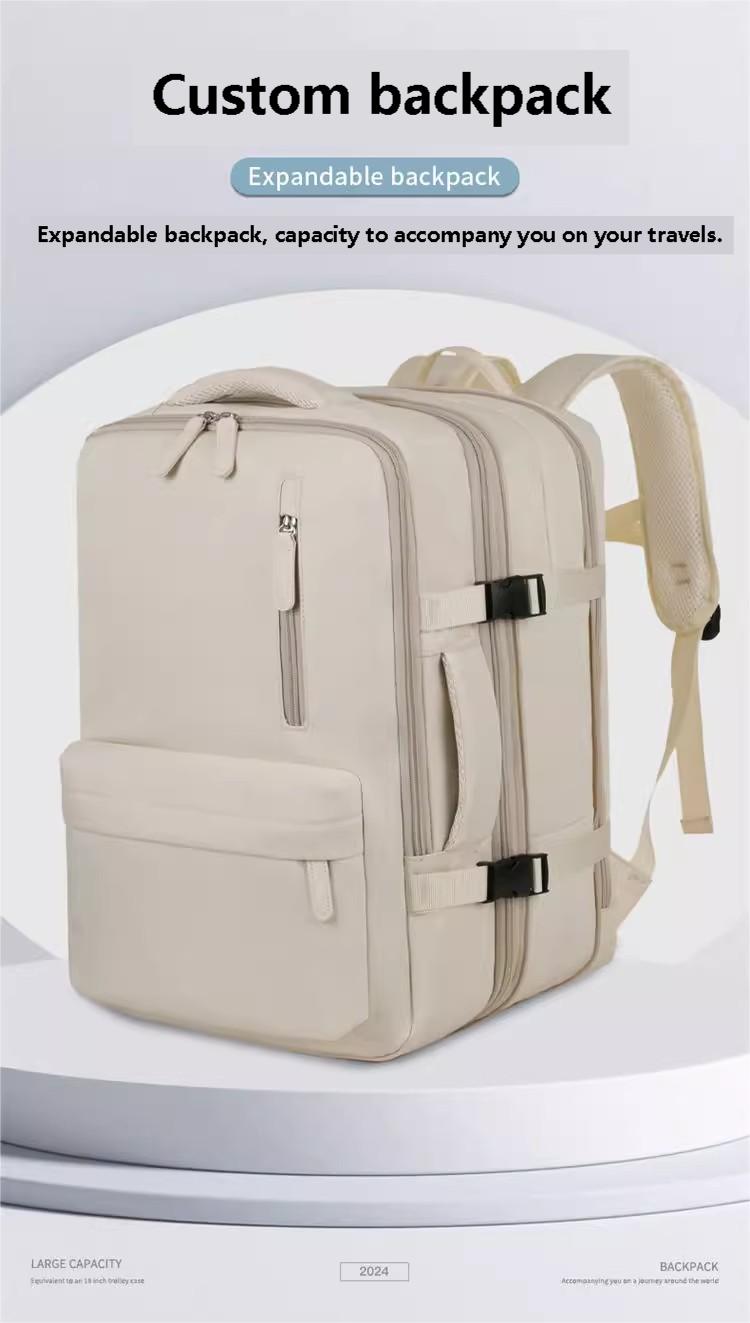 Top Sale Custom Nylon Large Capacity Flight Travel Backpack Carry on Expandable Anti-Theft Laptop Backpack for Women Men manufacture