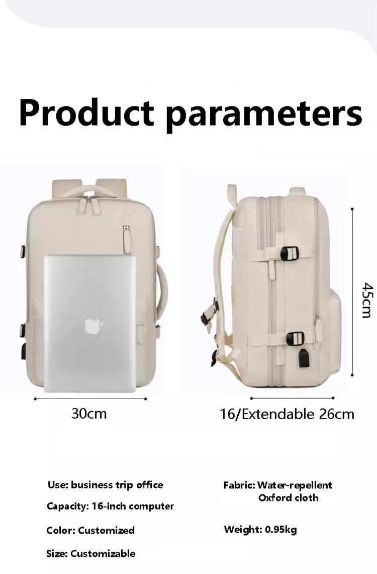 Top Sale Custom Nylon Large Capacity Flight Travel Backpack Carry on Expandable Anti-Theft Laptop Backpack for Women Men details