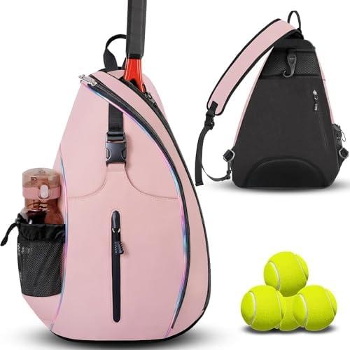 Customized Water-Resistant Polyester Tennis Sling Backpack Portable Crossbody Bag for Men Women Holds Tennis Badminton supplier