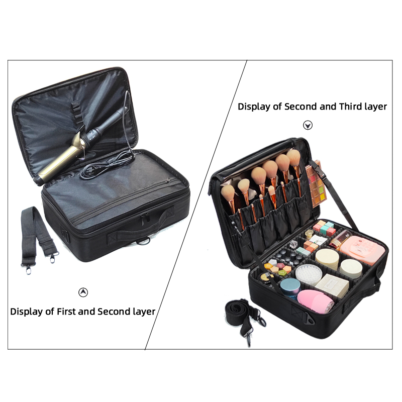 Wholesale Large Waterproof Hard Shell Eva Makeup Bag Organizer Travel Cosmetic Case Nylon Hardcover Makeup Storage Box details