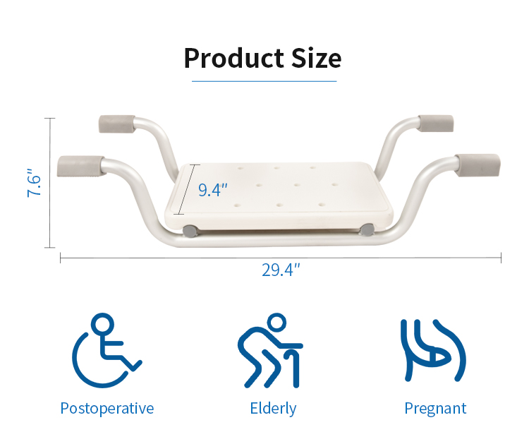 Wholesale Aluminum Elderly Bathing Bathtub Chair Seat with Comfortable Cushion Multifunctional Bath Stool details