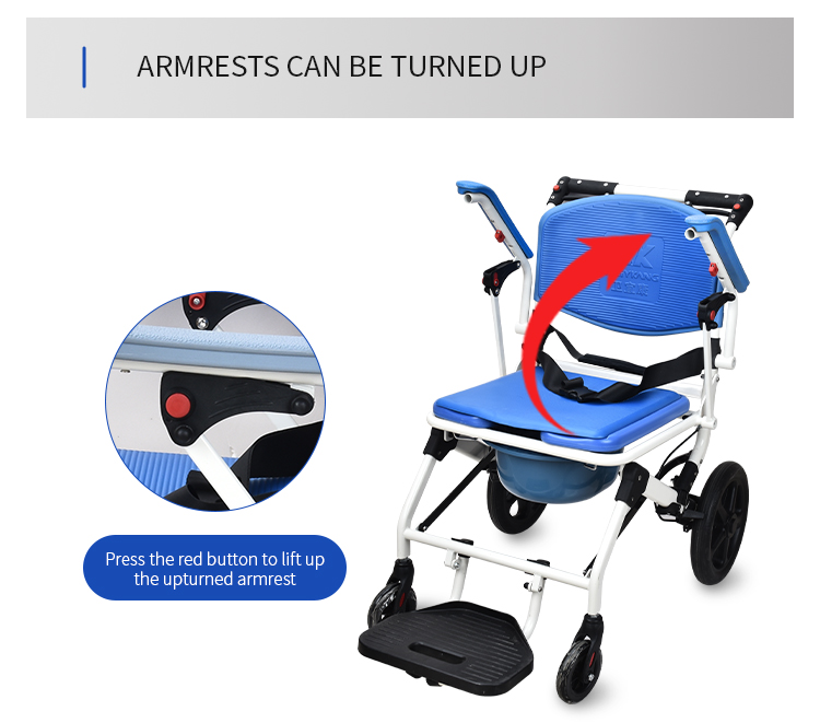 Foldable Commode Chair with 12" Rear Wheels – KDB699J manufacture