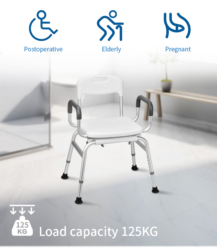 HOT Sale Aluminum Alloy Adjustable Disabled Bath Stool Shower Chair Shower Bench for the Elderly manufacture