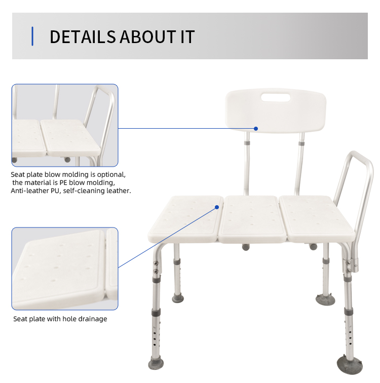 Foldable Shower Chair with Extended Seat Panel-KDBWG799L details
