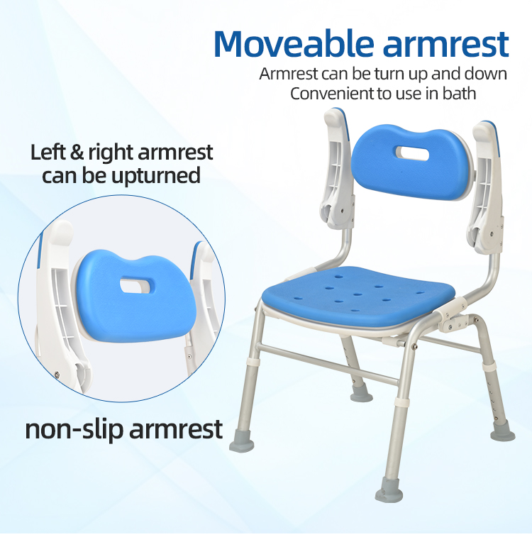 Folding Shower Chair with Flip-Up Armrests, EVA Seat-KDB795A01LG supplier