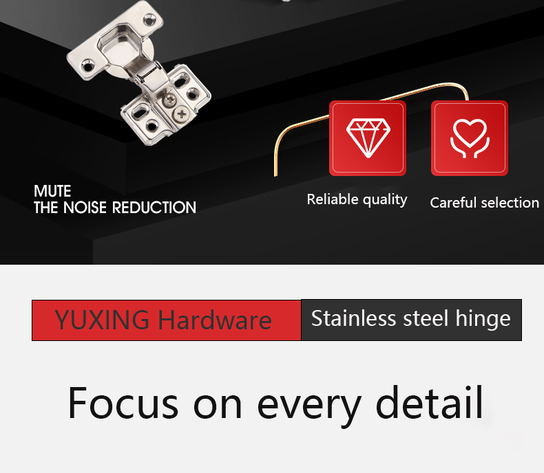 YUXING Furniture Hardware Soft Close Iron Kitchen Cupboard Home Full Overlay Door Short Arm Hinges Cabinet manufacture