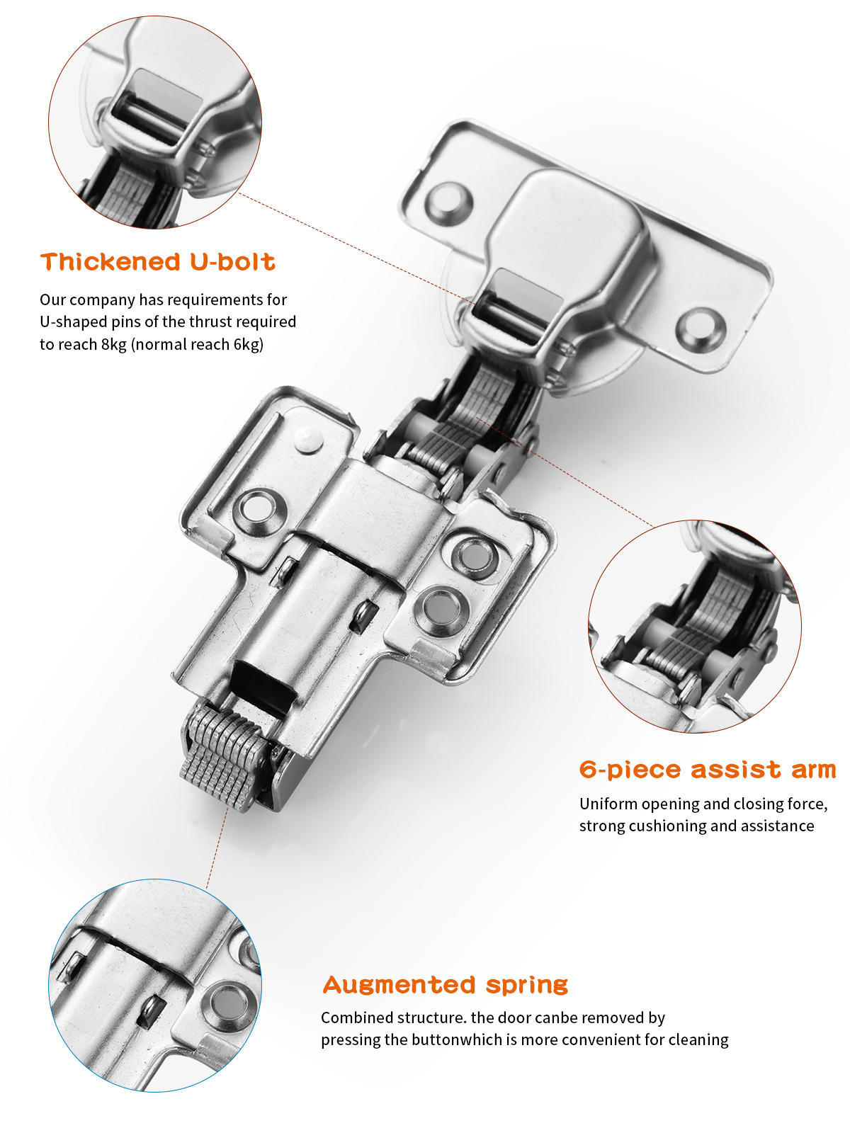 YUXING 3d Hydraulic Heavy Kitchen Adjustable Soft Close Clip on Door Cabinet Hinge Furniture Hinges details