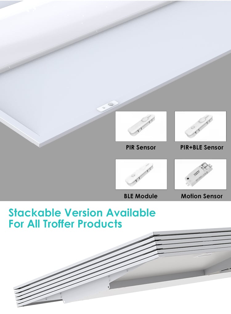Ultra Thin Design Cct Adjustable Panel Lights Commercial Office Lighting Recessed Mounted Square Led Troffer Light manufacture