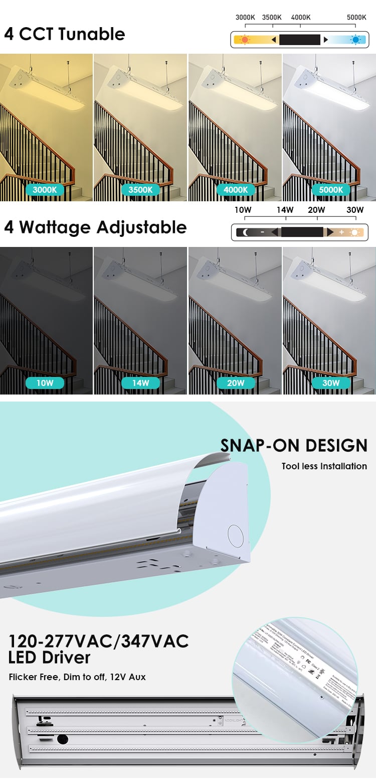 12W 18W 25W 40W 2FT 4FT 10V Dimmable LED Corner Stairwell Light Fixture Hallway Stairwell Lighting Linear Light details
