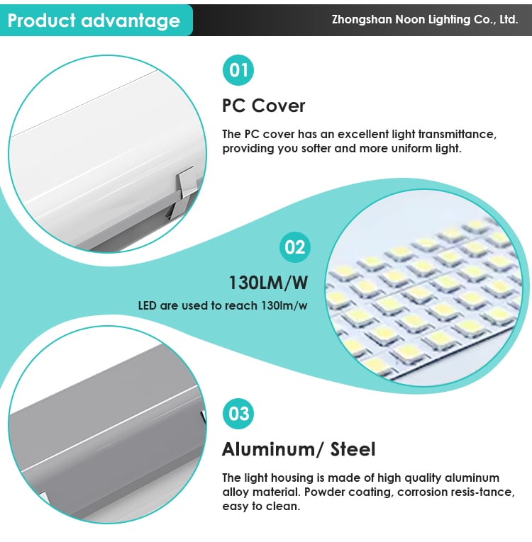 Industrial Warehouse Workshop Dimming Vapor Tri Proof Light Waterproof Ip65 4ft 8ft Pc Housing Led Tri-Proof Light factory